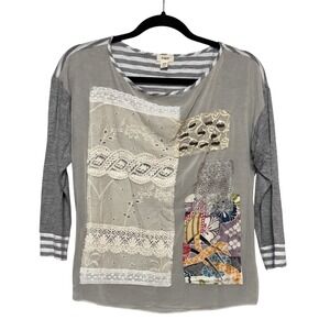 Anthropologie Artsy Indie‎ Boho Lacecore Top Womens Size XS Whimsical Patchwork